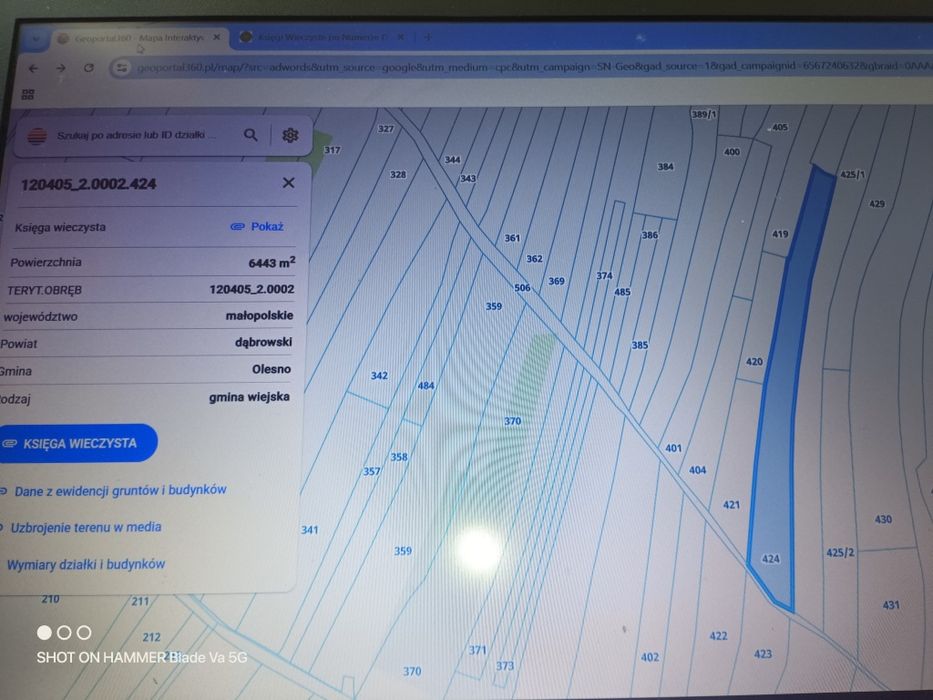 Działka rolnkcza na sprzedaż