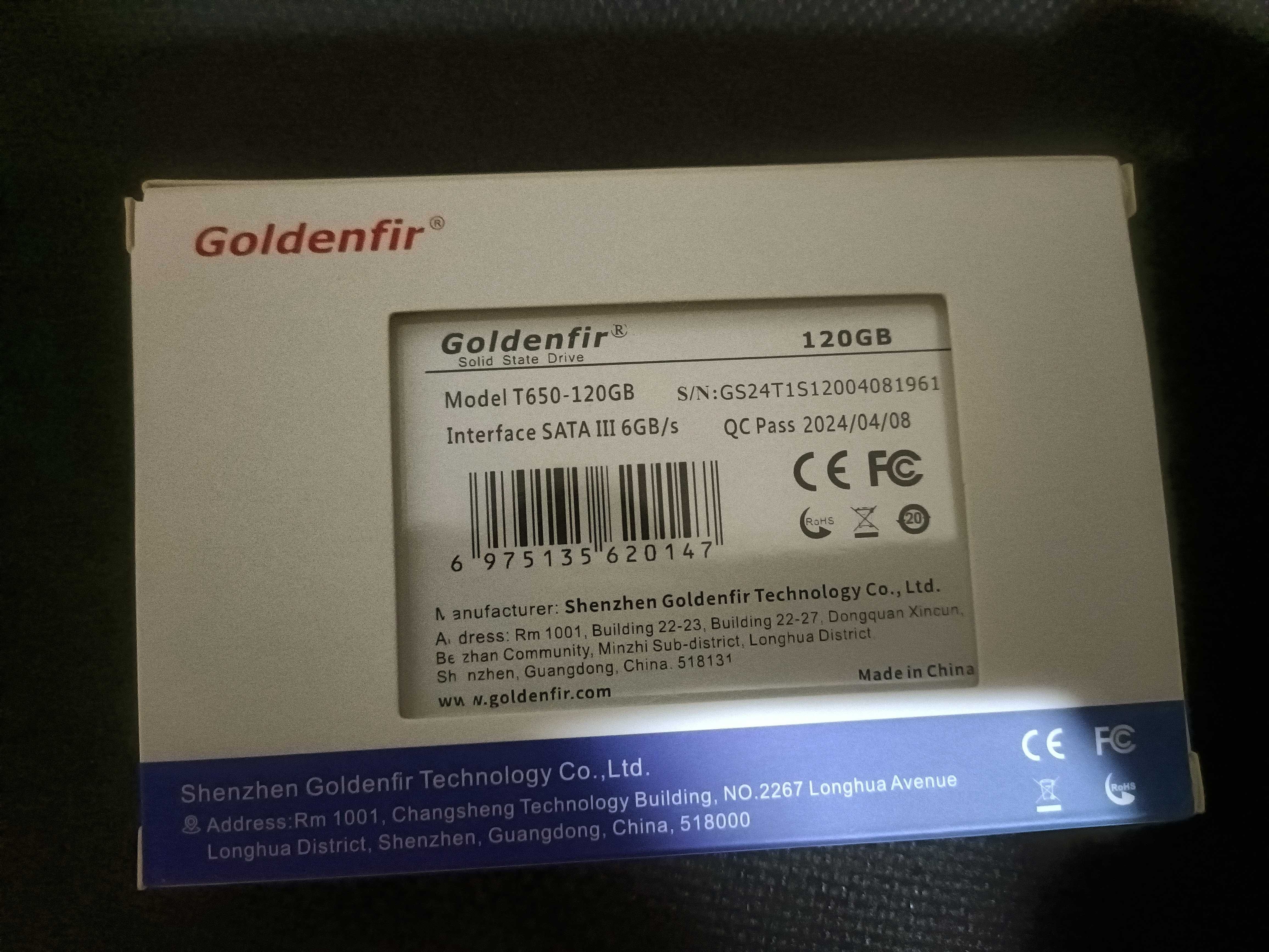 SSD Goldenfir 120Gb 2,5” (Установка Windows)