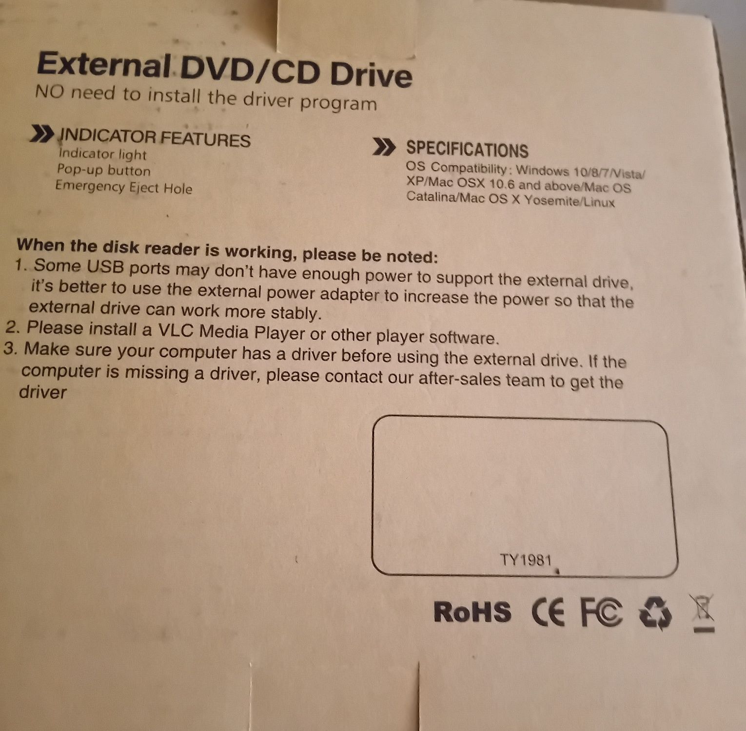 Leitor  e gravador externo de DVD e CD