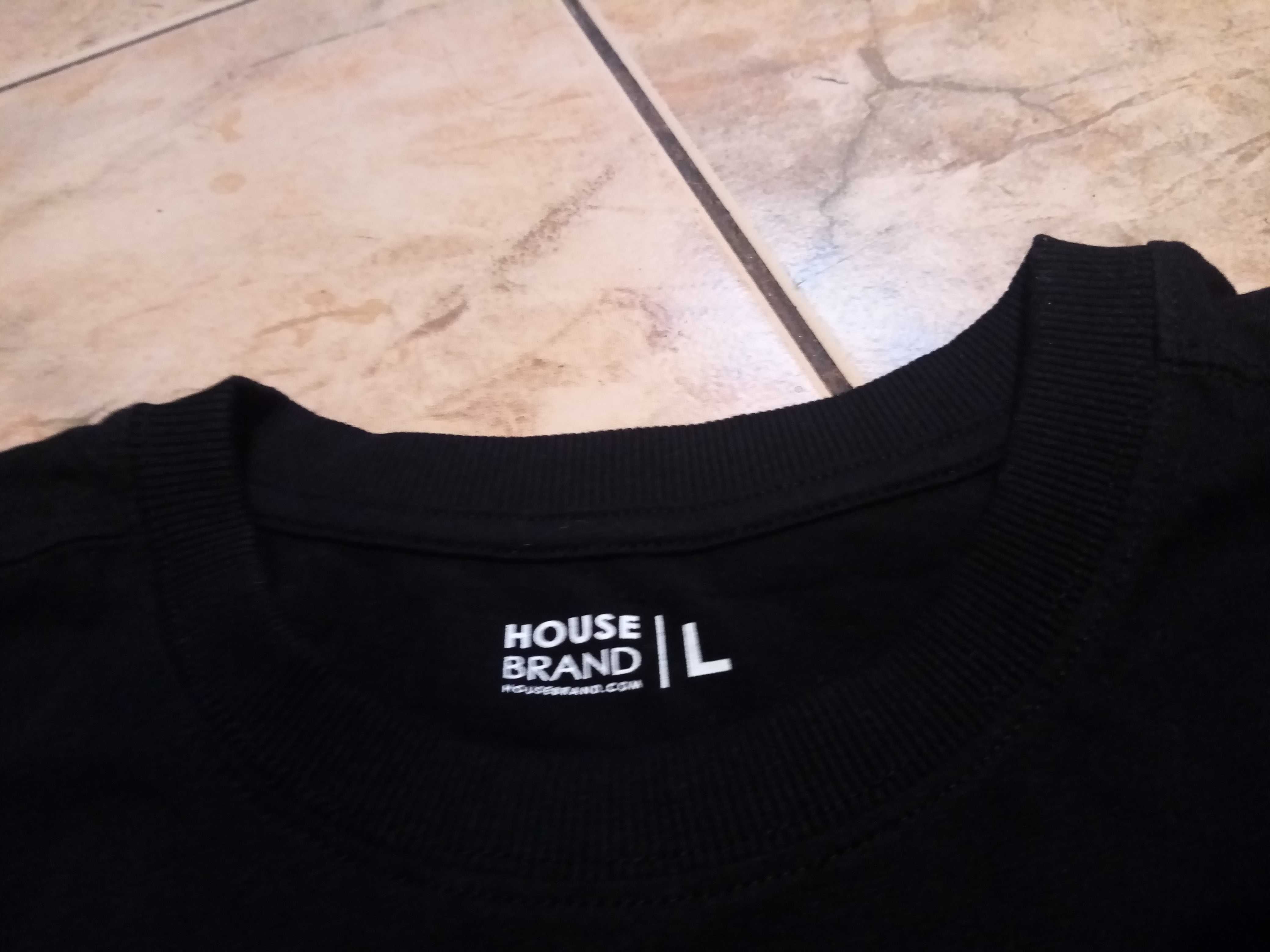 Koszulka męska czarna z ciekawym nadrukiem House Brand rozmiar L