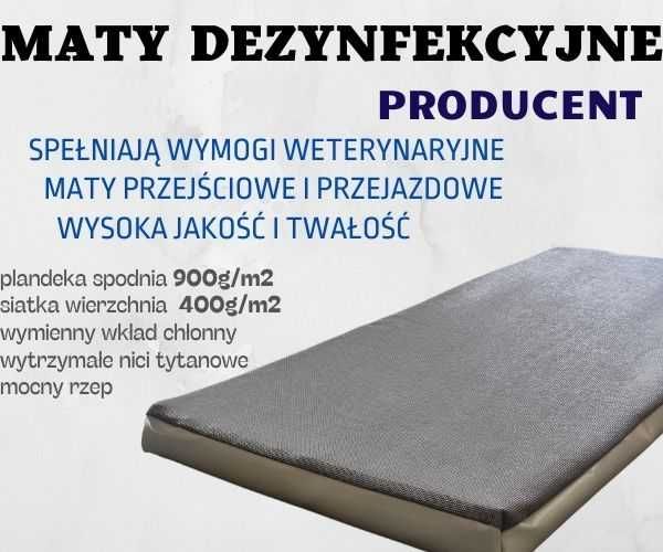 Mata 80x400x5, maty dezynfekcyjne na zatrzymywanie Ptasiej Grypy, ASF