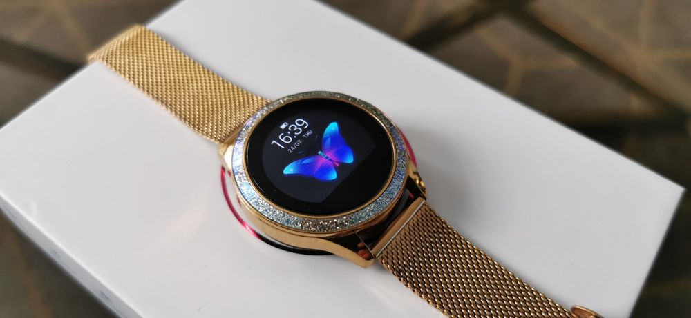 SMARTWATCH KW10 jak nowy! Złota bransoletka Cyrkonie