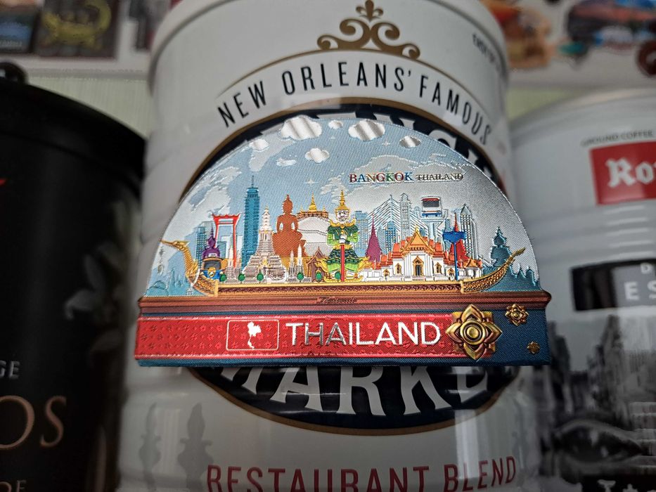 Magnes na lodówkę Bangkok Tajlandia, panorama miasta i tajskie symbole