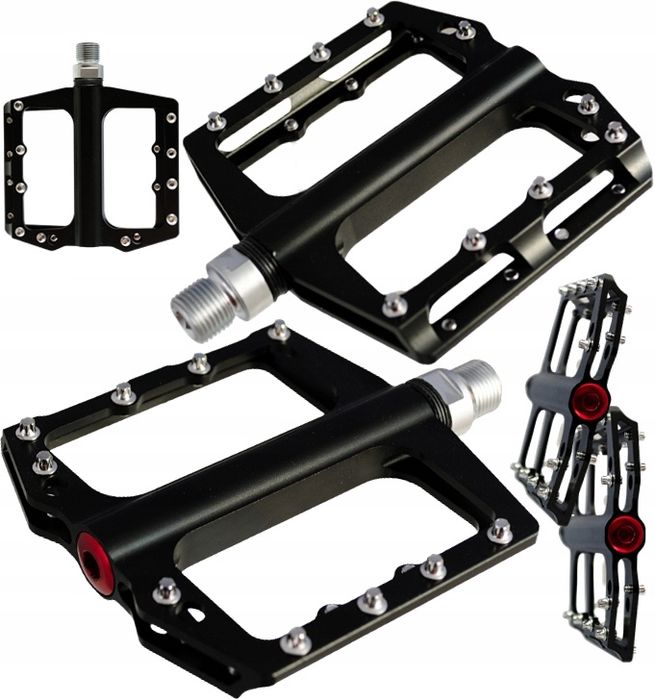 Pedały platformowe z pinami na łożysku maszynowym alu 6061 CNC 332 g