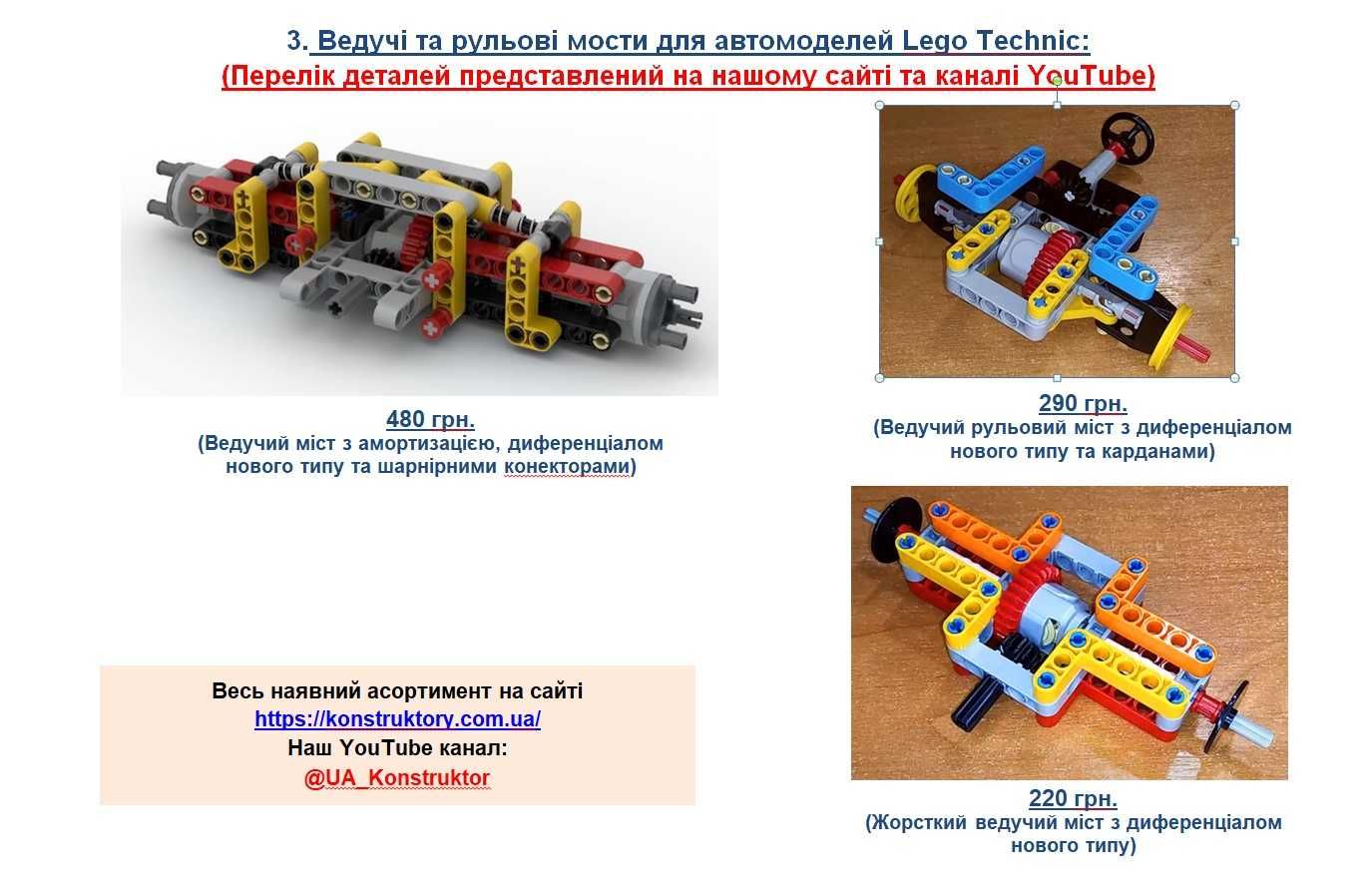 Конструктори LEGO Technic: пневматика, шестерні, мотори, колеса та ін.