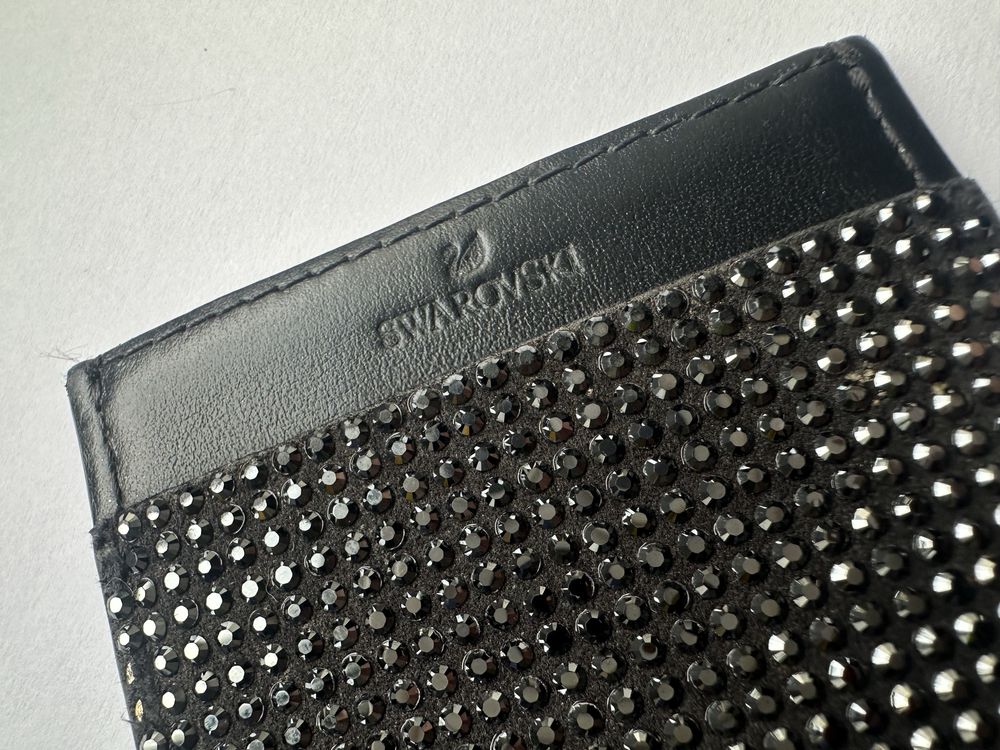Swarovski case na karty do telefonu czarny cardholder do telefonu