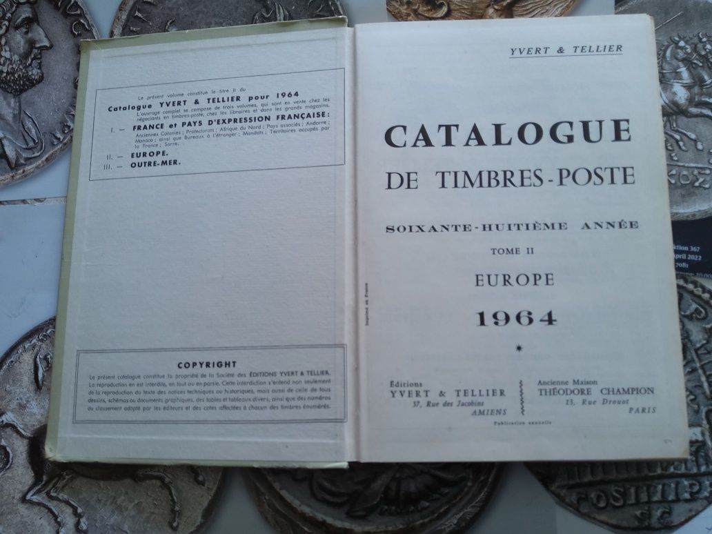 16524#Catálogo selos da Europa antigo em Francês até o ano 1964