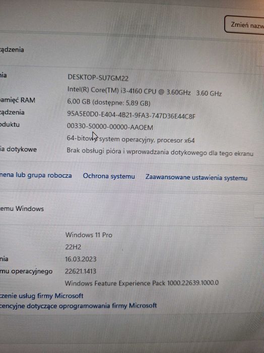 Komputer HP ProOne 600 3,6GHz HDD 1 Tb