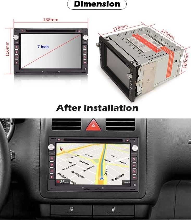 Auto Rádio 2 Din Android 14 Ibiza Polo Passat Golf Leon