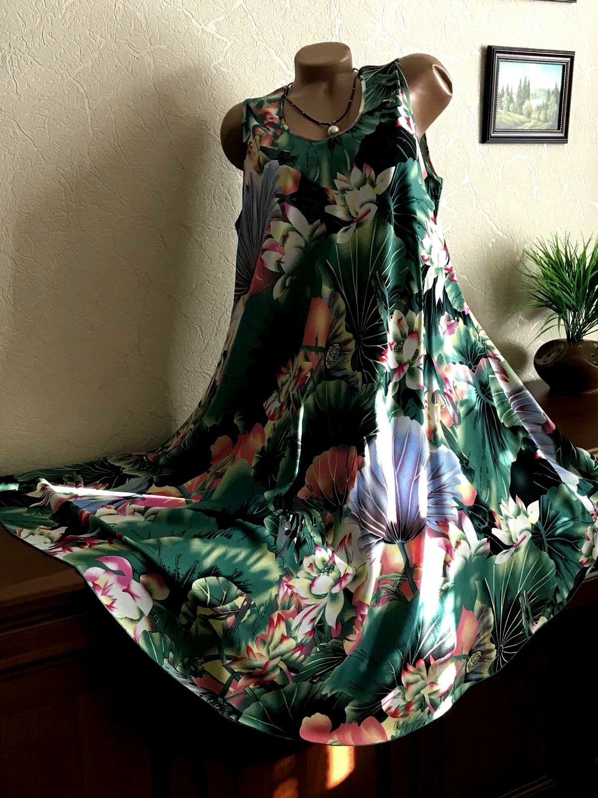 Красивое воздушное платье-сарафан НАТУРАЛЬНЫЕ ткани 48-62р