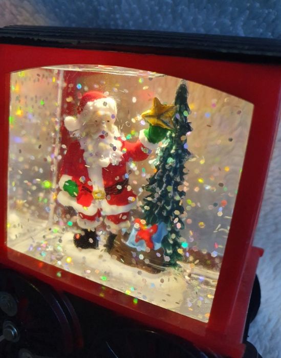 ozdoba świąteczna led świecąca ciuchcia lokomotywa pociąg mikołaj kula