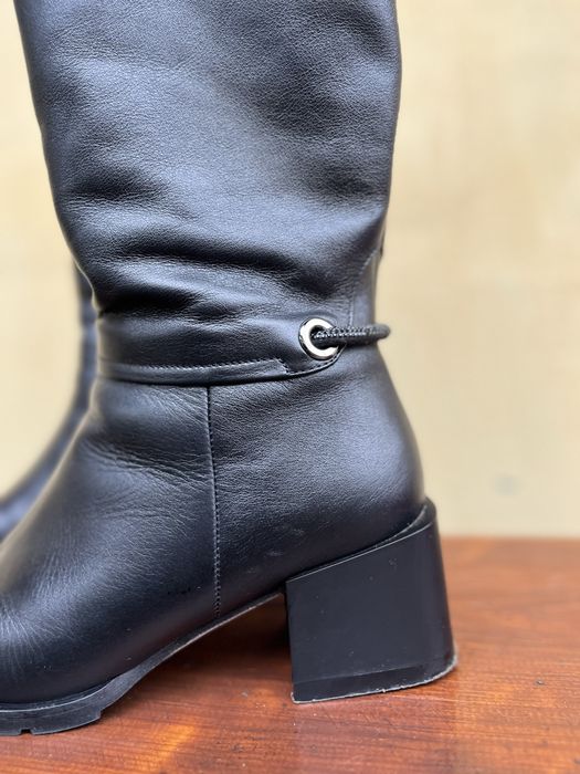 Зимові шкіряні сапожки, чорні, 39 розмір