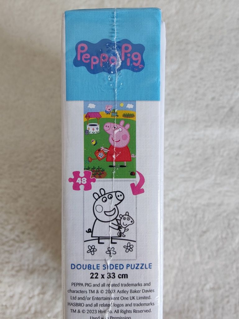 Nowe dwustronne puzzle świnka Peppa Pig 48 elementów do malowania 4+