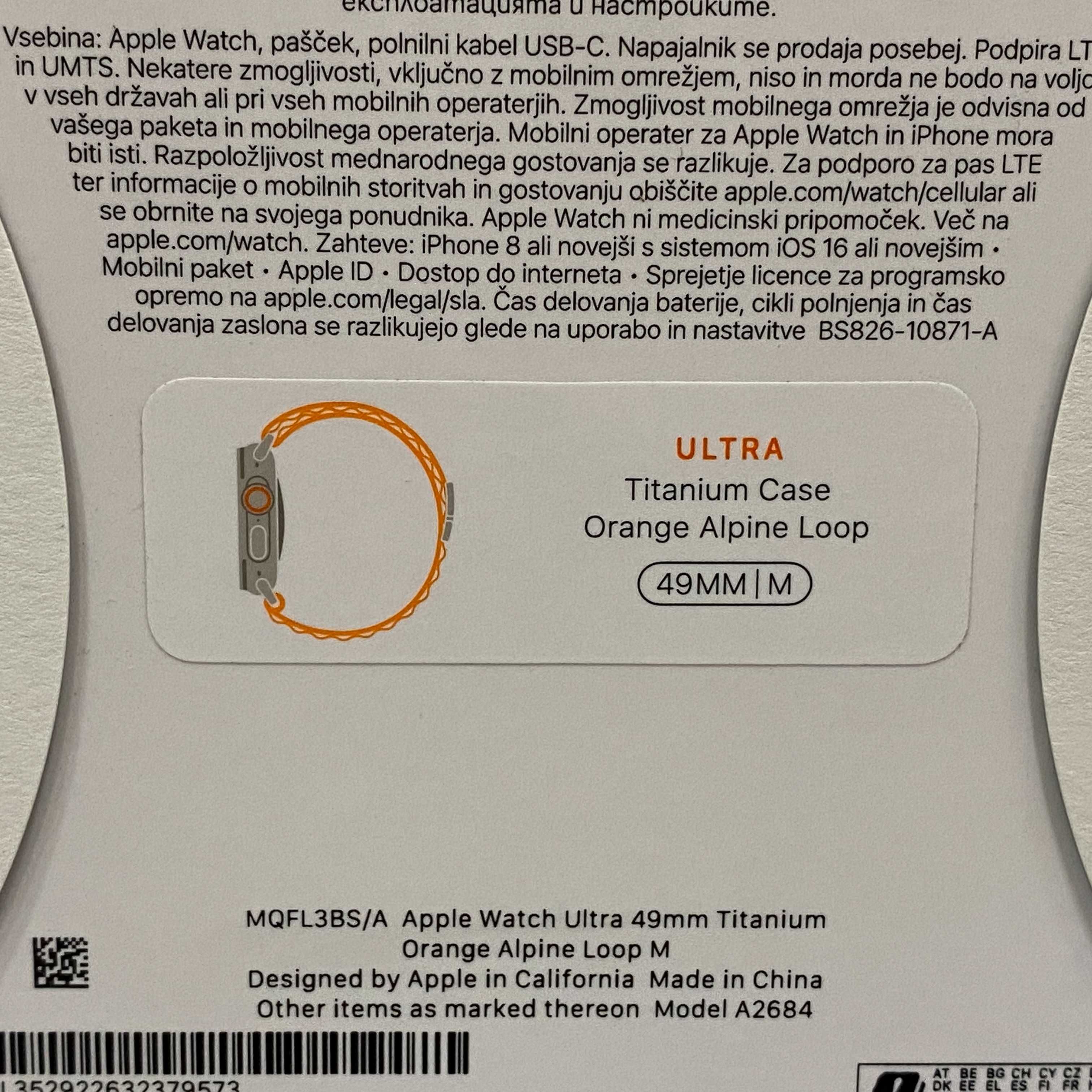 Apple Watch Ultra (Titanium) - 49mm - Orange Alpine Loop - SELADO