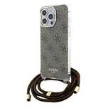 Etui Guess Crossbody Cord 4G Print na iPhone 15 Pro - brązowe