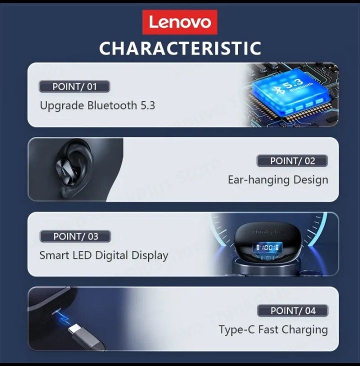 Бездротові спортивні Bluetooth навушники Lenovo LT 75