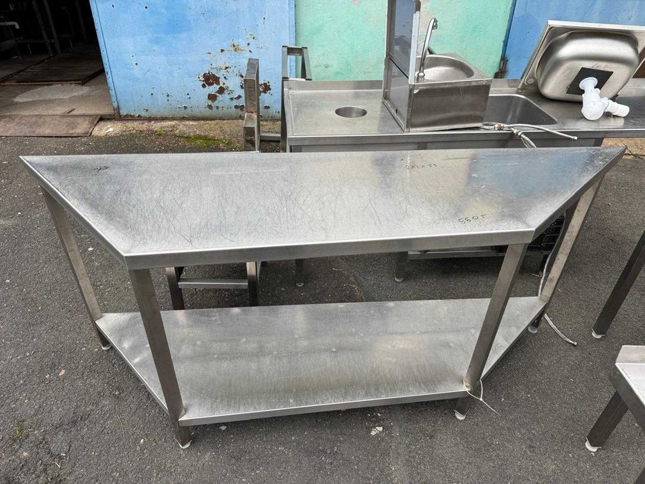 Stół ze stali nierdzewnej z półką 212x53 cm