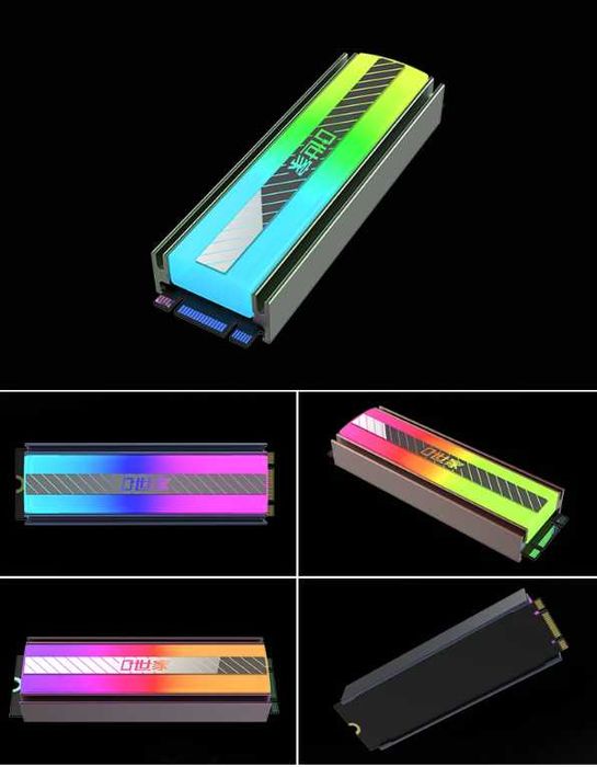 Radiator aluminiowy RGB do M.2 SSD NVMe / SATA | termopady