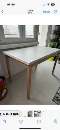 Stół rozkładany biały z drewnem