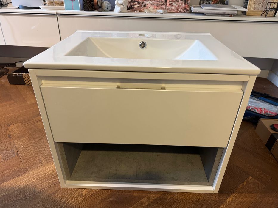 Szafka z umywalką Biały/Beton 61 cm