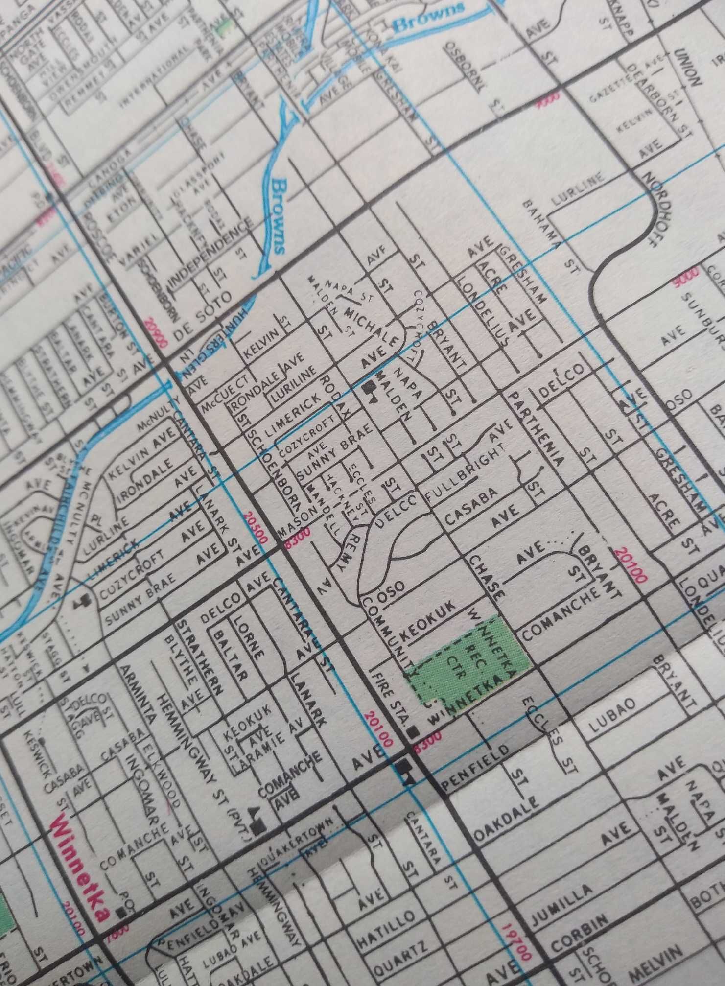 Mapa San Fernando Valley area, metropolitan Los Angeles