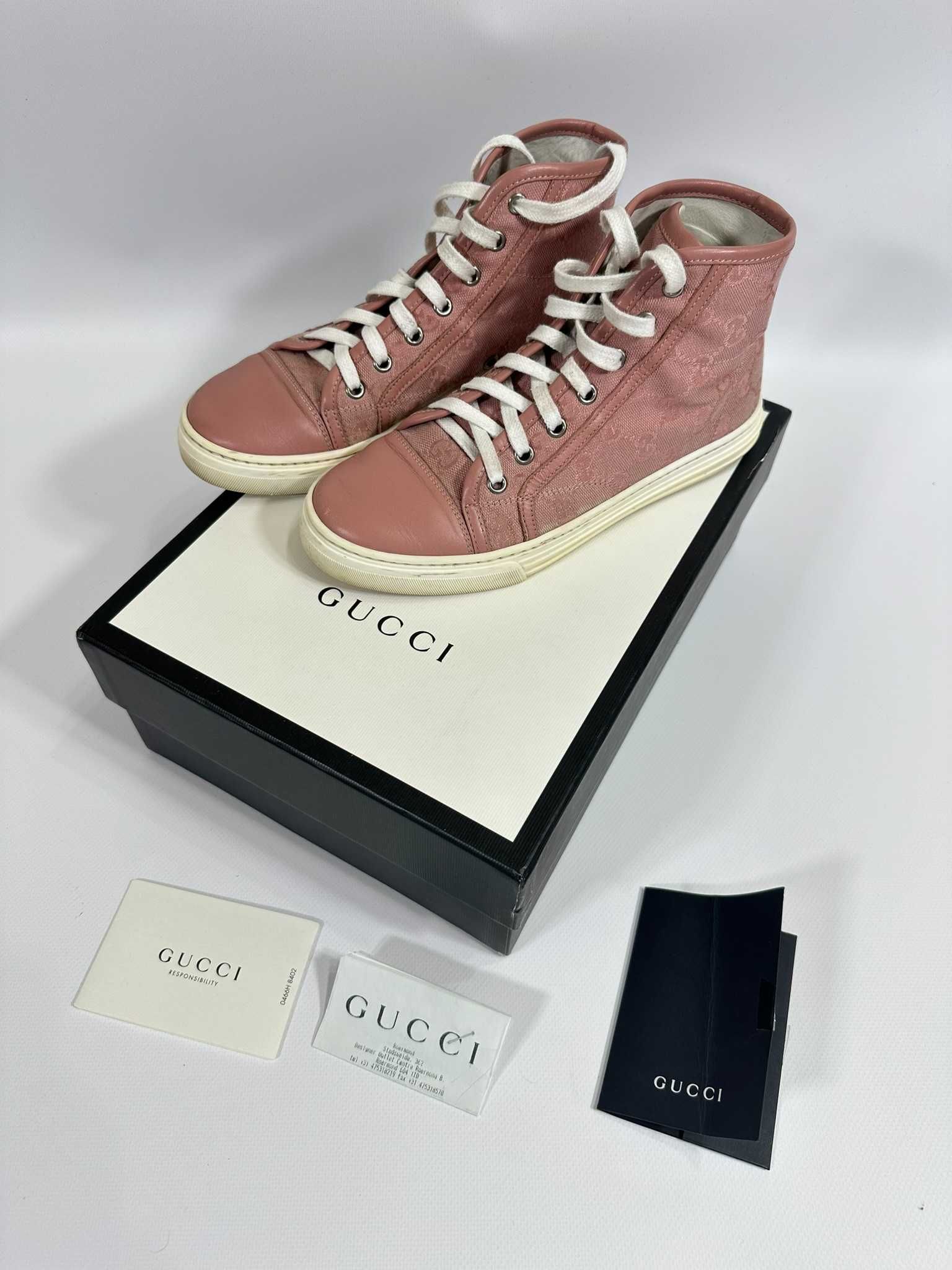 Oryginalne Buty Gucci High-top Monogram Canvas różowe