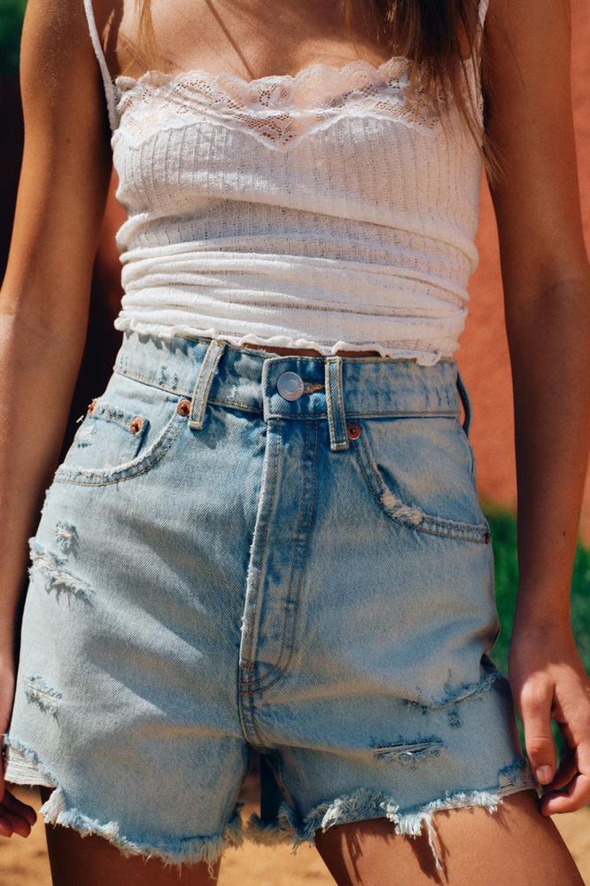Блакитні джинсові шорти zara 34 XS голубые джинсовые шорты