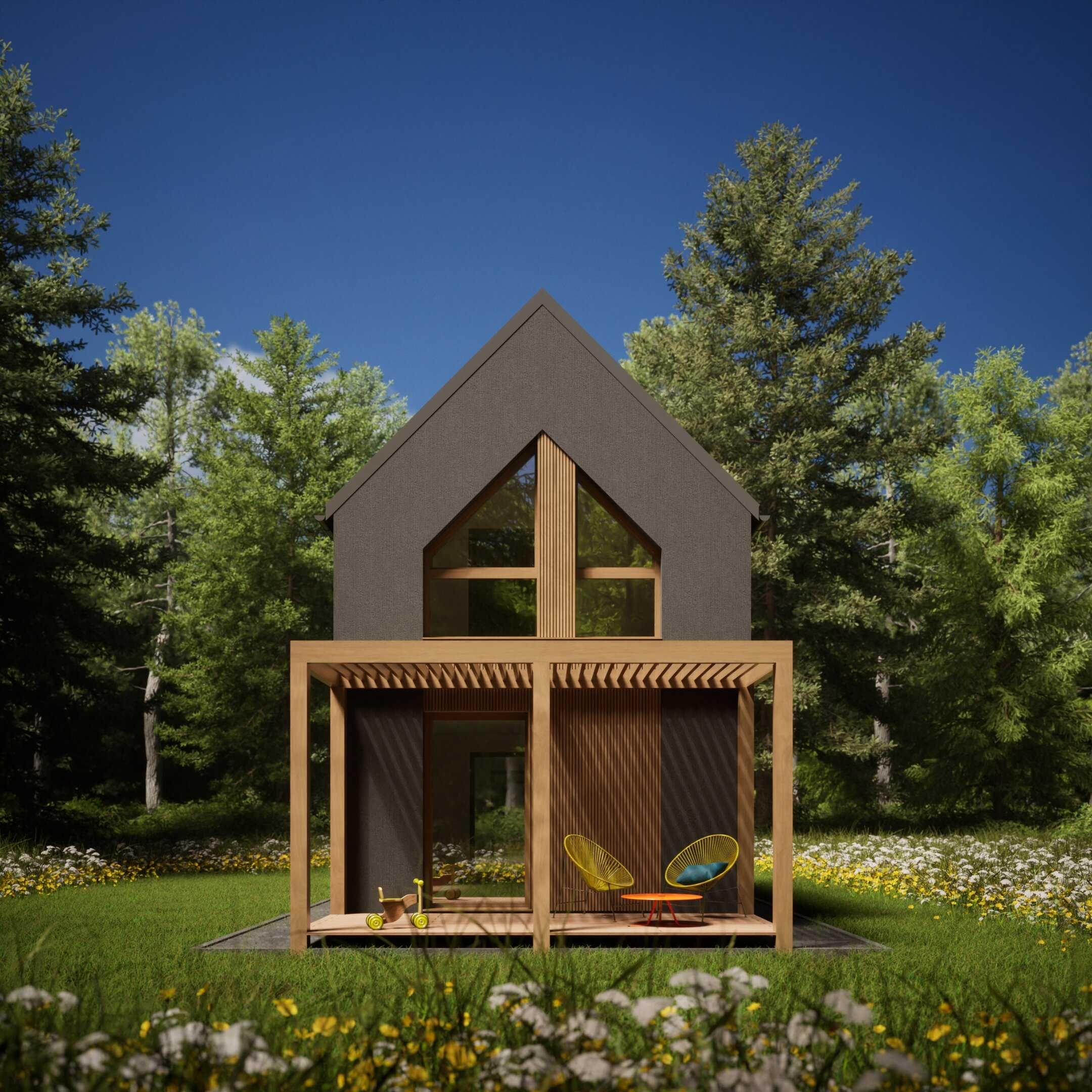 Domek całoroczny STODOŁA na konstrukcji stalowej 47,4m2