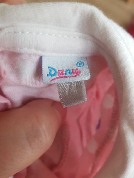 Bawełniana sukienka różowa w białe groszki r. 74 - nr 7