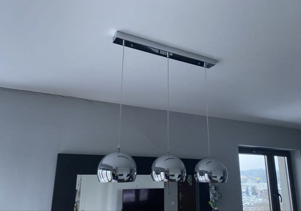 Zestaw lamp do salonu piekne lustrzane -  kula mirror ball srebrna