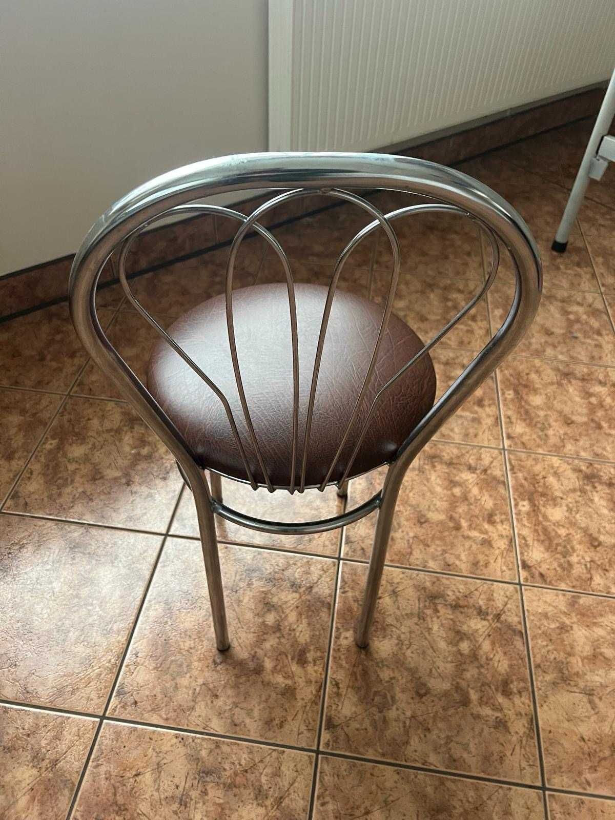 Krzesło krzesła kuchenne VENUS tapicerowane ECO Skóra Brązowe Chrom