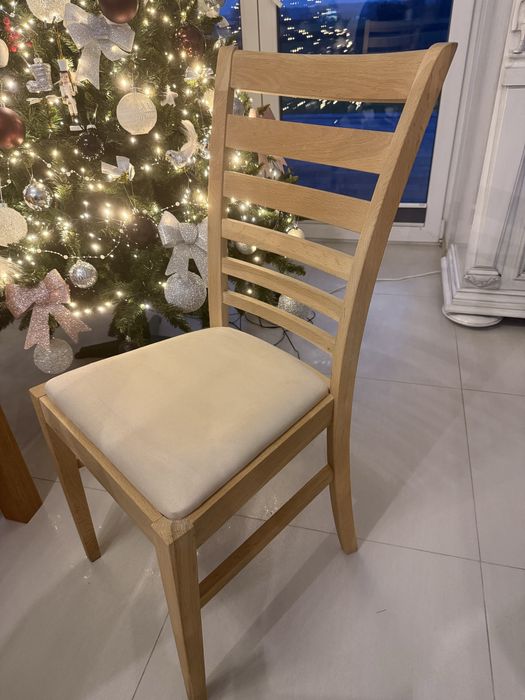 Stół bębowy z  6 dębowymi krzesłami