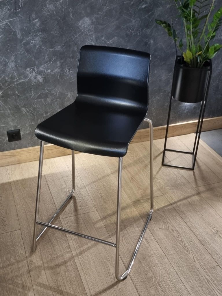 Zestaw dwóch sztuk Glenn Stołek barowy, czarny/chrom, 66 cm 
Stołek