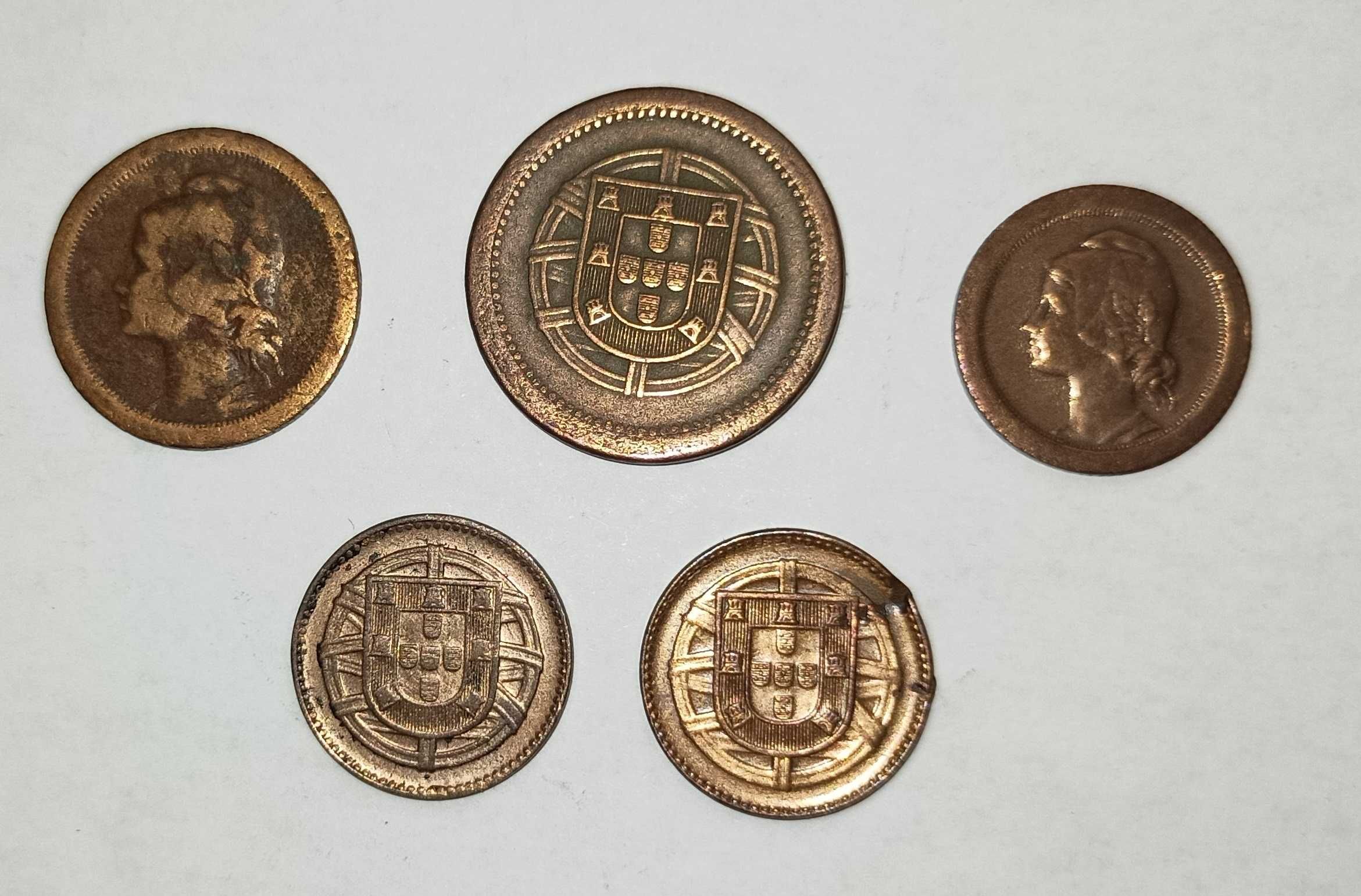 5 moedas de 10, 5 e 1 centavos