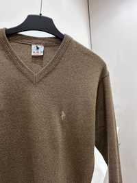Brązowy sweter męski w serek Knitwear N&M&Y