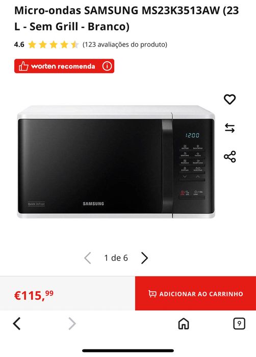 Microondas Sansung com 1 ano de uso