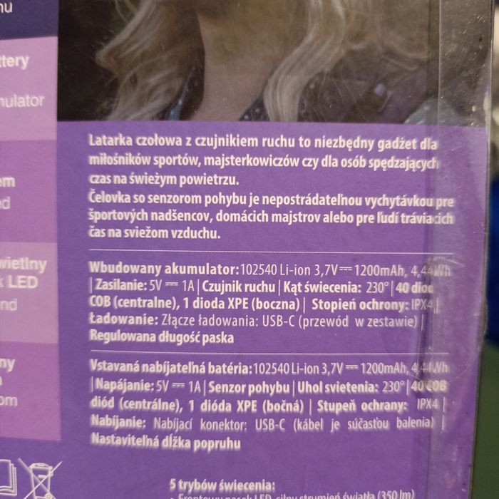 Latarka czołowa z czujnikiem ruchu