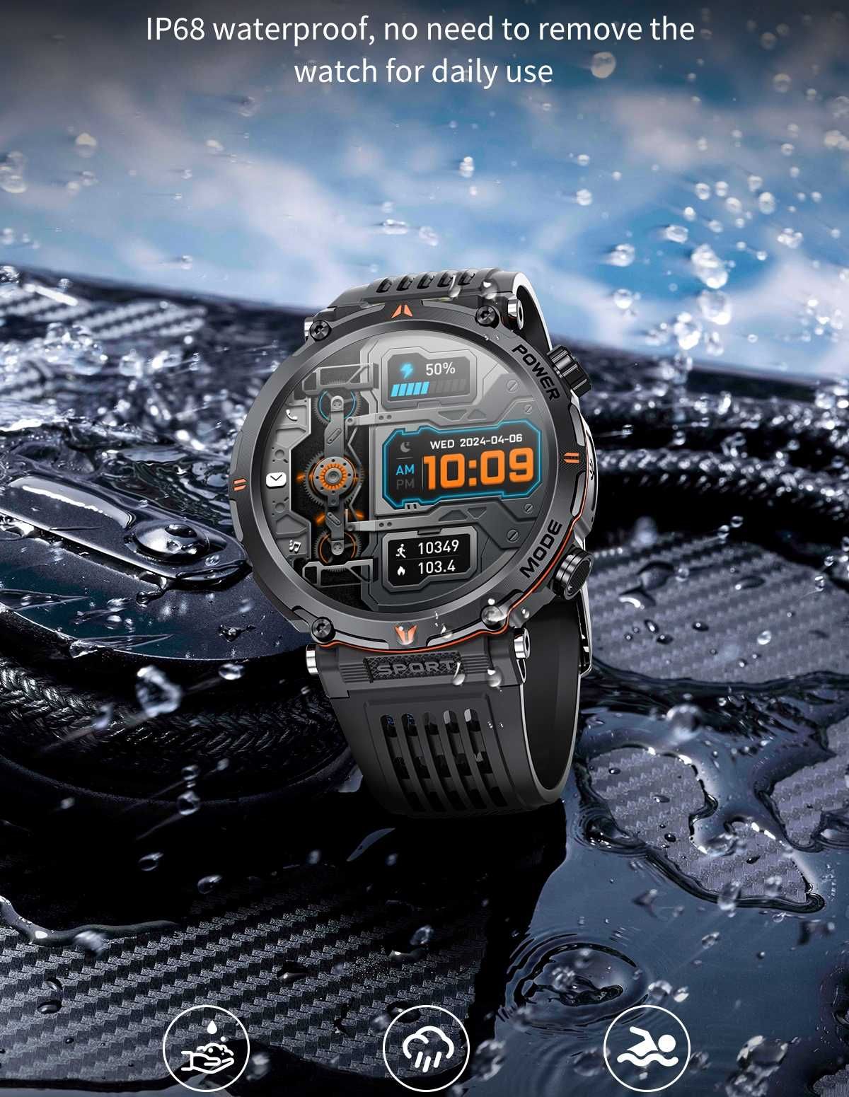Смарт часы: LIGE HT30. NFC. Compass. LED-фонарик.3D меню.