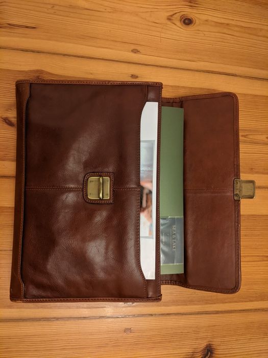 Skórzana torba aktówka teczka laptop dokumenty