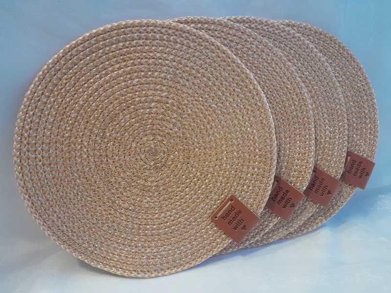 Набір 3 шт. килимків під чашку, келих, склянку. Беж. Placemat Handmade