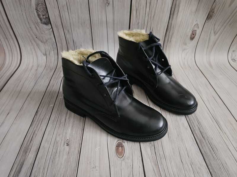Buty skórzane ocieplane 42(27cm) czarne