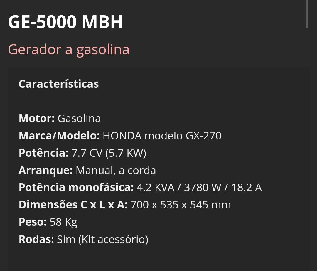 Geradores a gasolina