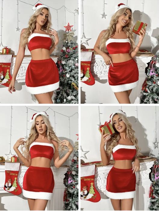 Новорічний костюм Санта + шапка, еротический новогодний санта, подарок