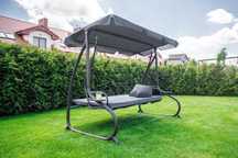 Huśtawka ogrodowa premium rozkładana leżanka daszek poduszki 170 cm