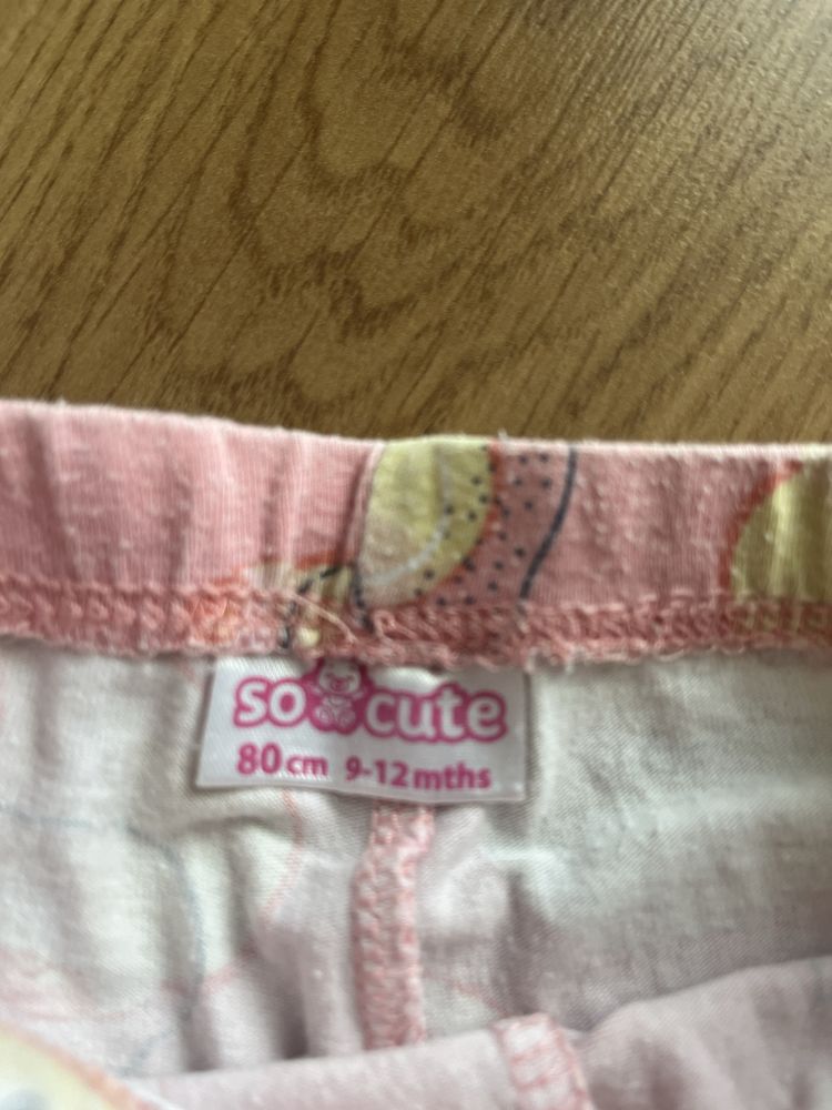 Legginsy dziewczęce, komplet 2 pary, różowe, gruszki, 80