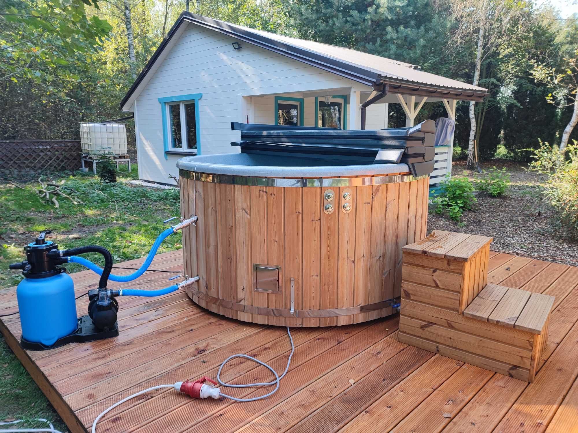 Balia Ogrodowa Jacuzzi Domowe Hot Tub Gorąca Beczka Pokrywa Termiczna