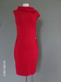 piękna czerwona sukienka-dzianina-rozm-M/L-38