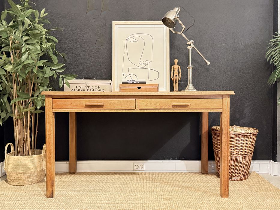 aparador, consola, mesa, secretaria, vintage, carvalho, rustica