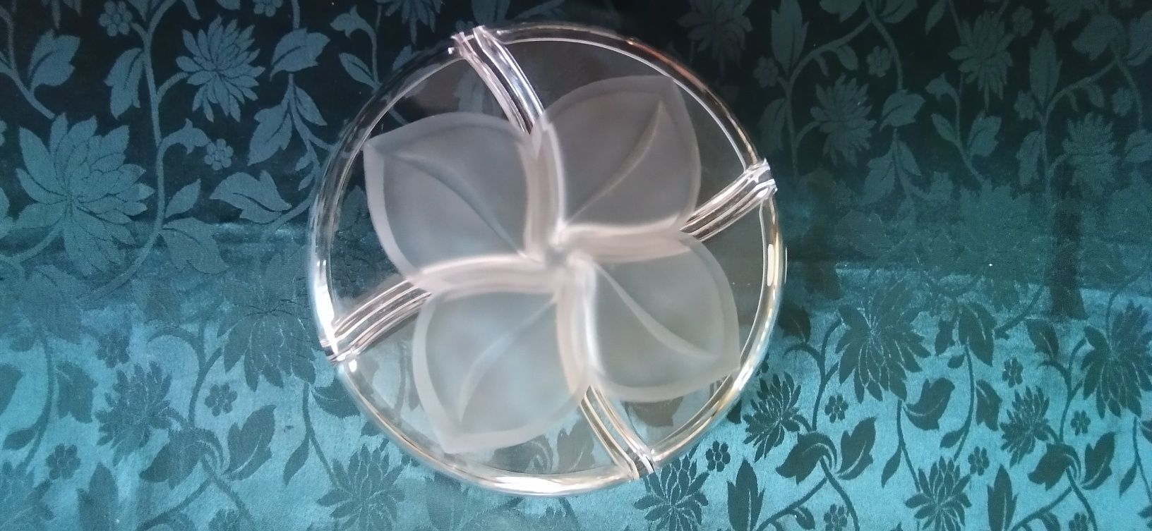 Kryształowy kabaret - dół trawiony motyw kwiatu 23 cm