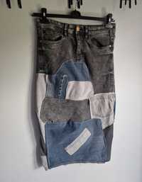 Patchworkowa spódnica Midi 38M mix jeansu handmade unikalna  recykling